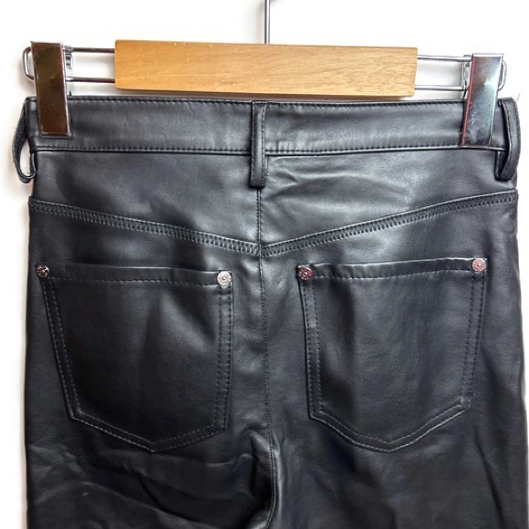 Free People Faux Leather Black Button/Zip Legging Size 25 - Picture 7 of 13